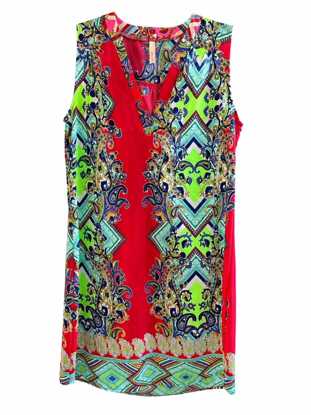 Point A-Line Slip Dress Size M Boho Multi Paisley Vibrant Shift Dress